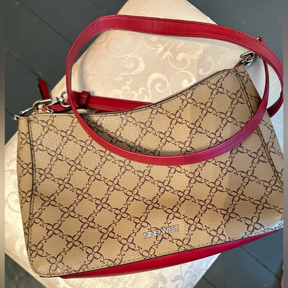 Nine West Tan and Red Shoulder Bag